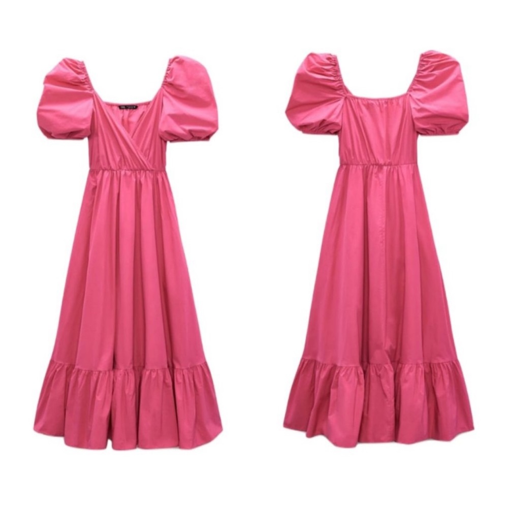 Zara Pink Puff Sleeve Maxi Dress